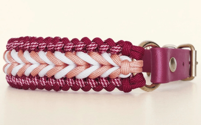 Biothane Paracord Hundehalsband geflochten, himbeere