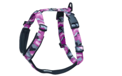 Finnero Camocolor Adjustable Y-Harness For Dogs, camouflage rosa