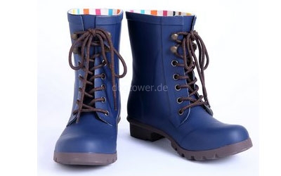 Gummistiefel (Stiefelette) mit Schnürung, blau-schwarz