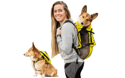 K9 Sport Sack Hunderucksack, begehbar mit Geschirr und Stauraum, leuchtgelb