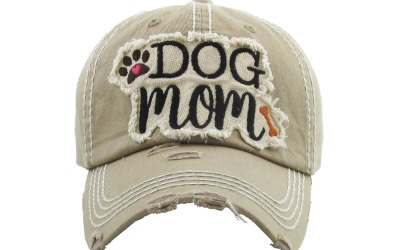 Dog Mom Washed Vintage Ballcap khaki