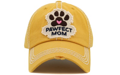 Pawfect Mom Washed Vintage Ballcap yellow
