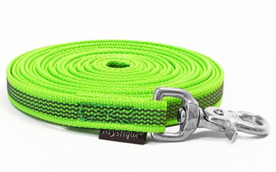 Mystique gummierte Schleppleine (ROSTFREI Scherenkarabiner), neongrün