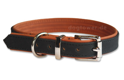 IQO Prestige Lederhalsband, schwarz/cognac