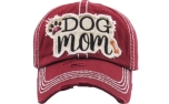 Dog Mom Washed Vintage Ballcap burgundy