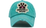 Pawfect Mom Washed Vintage Ballcap turquoise