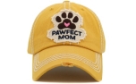 Pawfect Mom Washed Vintage Ballcap yellow