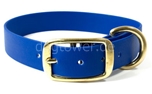 Mystique Halsband Biothane Deluxe (Messing), blau