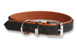 IQO Prestige Lederhalsband, schwarz/cognac